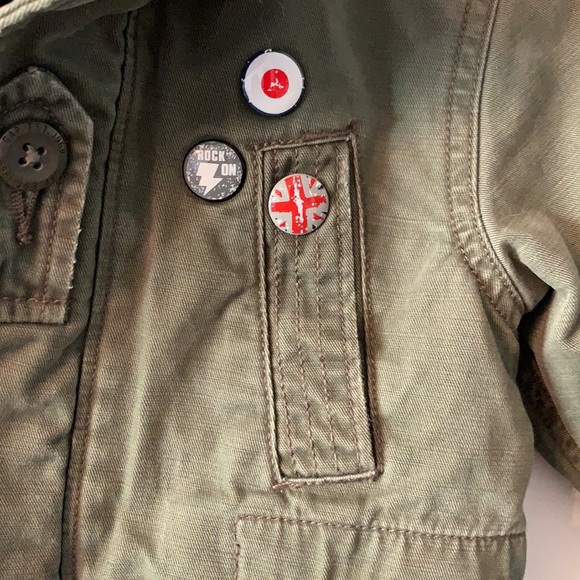 💚Baby Gap Toddler 2 years Khaki Army Green Hooded Denim Jacket w padding inside - Picture 4 of 15